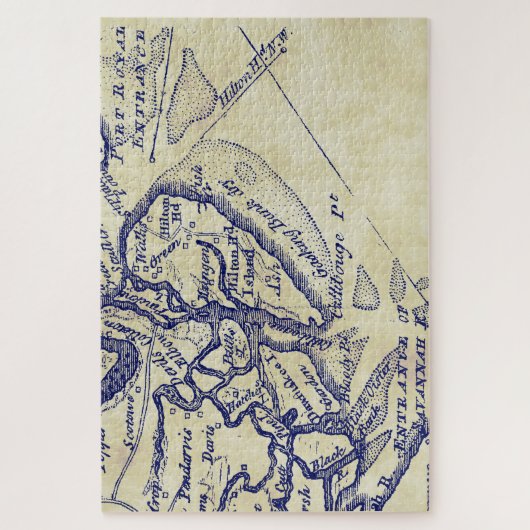 Hilton Head Island SC  Map Navy Blue TS Legpuzzel (Verticaal)