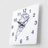 Hilton Head Island SC  Map Navy Blue Vierkante Klok (Hoek)