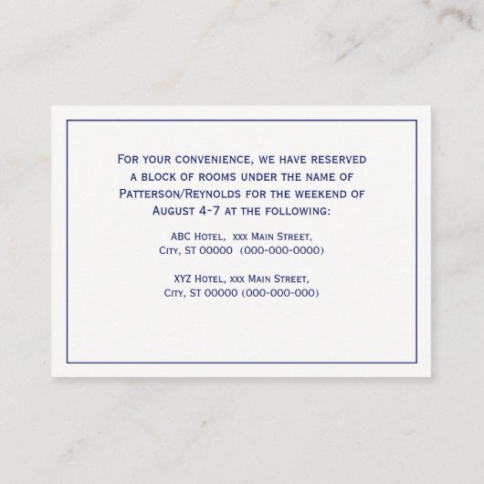 Hilton Head Island SC  Map Navy Blue Visitekaartje (Achterkant)