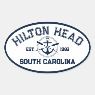 Hilton Head Island SC Navy Crossed Oars Anchor Ovale Sticker