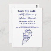 Hilton Head Island SC Vintage Kaart Navy Blauw (Voorkant / Achterkant)