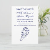 Hilton Head Island SC Vintage Kaart Navy Blauwe (Staand voorkant)