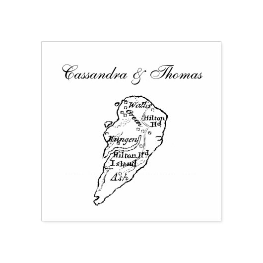 Hilton Head Island SC Vintage Kaart Navy Blauwe Rubberstempel (Afrduk)