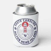 Hilton Head Island Vuurtoren Retro Sunset Blikjeskoeler (Blikje Voorkant)