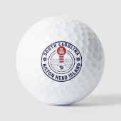 Hilton Head Island Vuurtoren Retro Sunset Golfballen (Voorkant)