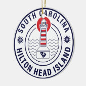 Hilton Head Island Vuurtoren Retro Sunset Keramisch Ornament (Links)