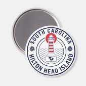 Hilton Head Island Vuurtoren Retro Sunset Magneet (Voorkant / Achterkant)