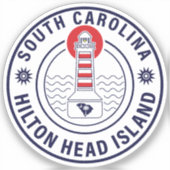 Hilton Head Island Vuurtoren Retro Sunset Sticker (Voorkant)