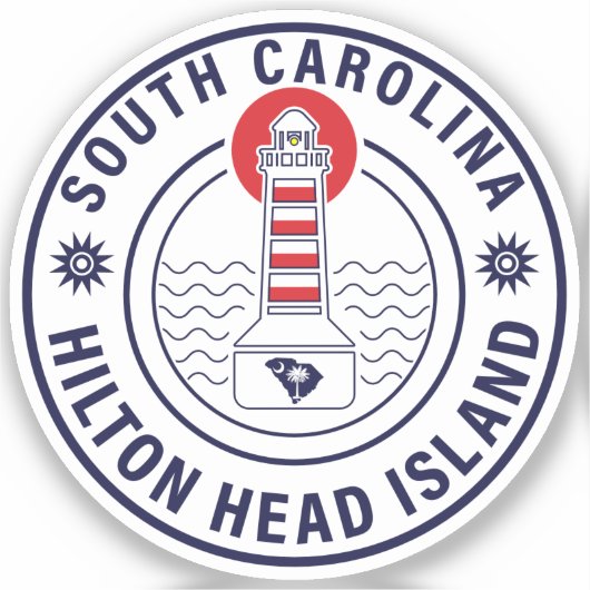 Hilton Head Island Vuurtoren Retro Sunset Sticker (Voorkant)
