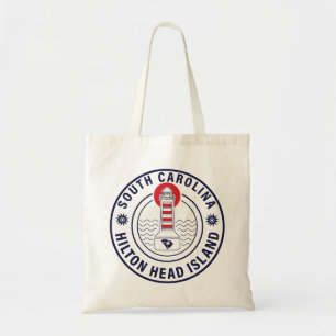 Hilton Head Island Vuurtoren Retro Sunset Tote Bag