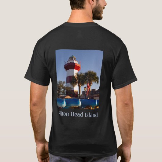 Hilton Head Island Vuurtoren Zwart Mannen T-shirt (Achterkant)