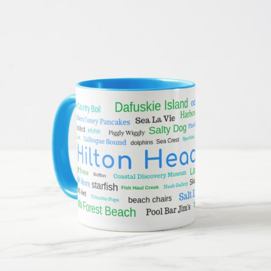 Hilton Head Island Word Cloud Mok (Voorkant links)