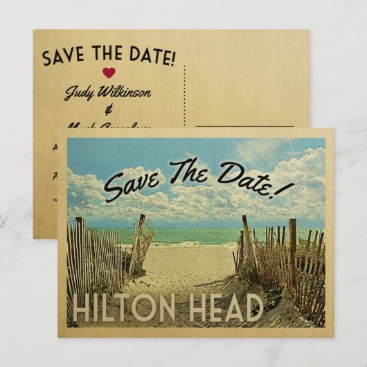 Hilton Head Save the Date  Beach Nautical Aankondigingskaart (Voorkant / Achterkant)