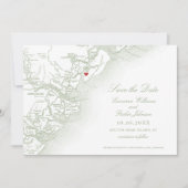 Hilton Head SC Kaart Elegante Sage Green Wedding (Voorkant)