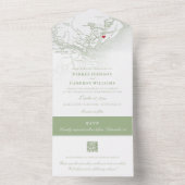 Hilton Head SC Kaart Elegante Sage Green Wedding (Binnen)