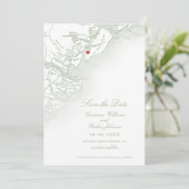 Hilton Head SC Kaart Sage Groen Elegant Huwelijk (Staand voorkant)