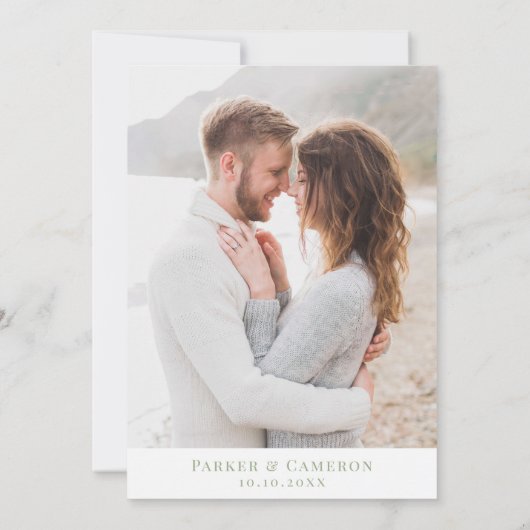 Hilton Head SC Kaart Sage Groen Elegant Huwelijk (Achterkant)