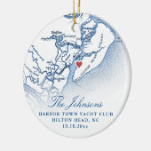Hilton Head SC Kaart Trouwfoto Kerst Keramisch Ornament (Links)