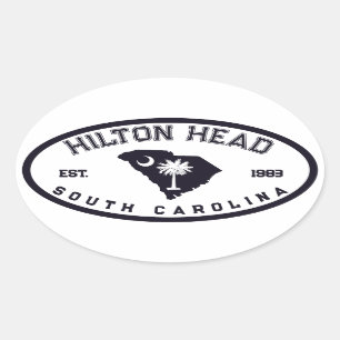 Hilton Head South Carolina Flag Map Navy Souvenir Ovale Sticker