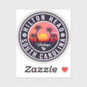 Hilton Head South Carolina Retro Sunset Souvenirs Sticker (Vel)