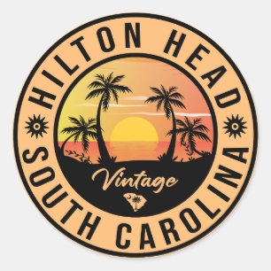 Hilton Head South Carolina - Retro Vintage 60s Ronde Sticker