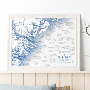 Hilton Head Trouw Elegante Marine Gastboek Poster