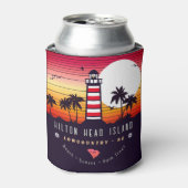 Hilton Head vuurtoren SC Retro Sunset Souvenirs Blikjeskoeler (Blikje Voorkant)