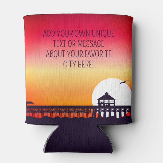 Hilton Head vuurtoren SC Retro Sunset Souvenirs Blikjeskoeler (Achterkant)