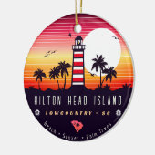 Hilton Head vuurtoren SC Retro Sunset Souvenirs Keramisch Ornament (Links)