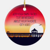 Hilton Head vuurtoren SC Retro Sunset Souvenirs Keramisch Ornament (Achterkant)