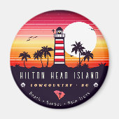 Hilton Head vuurtoren SC Retro Sunset Souvenirs Magneet (Voorkant)