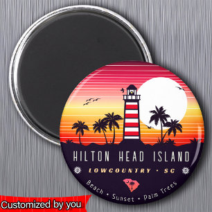 Hilton Head vuurtoren SC Retro Sunset Souvenirs Magneet