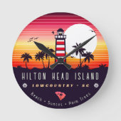 Hilton Head vuurtoren SC Retro Sunset Souvenirs Ronde Klok (Voorkant)