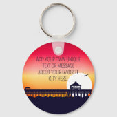 Hilton Head vuurtoren SC Retro Sunset Souvenirs Sleutelhanger (Achterkant)