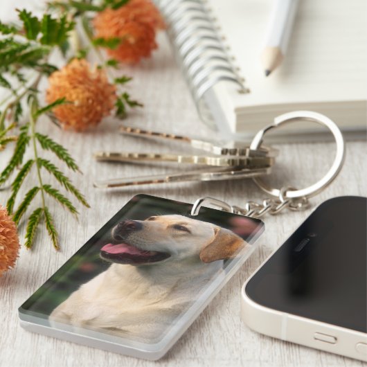 Hilton, portret van Labrador Retriever Sleutelhanger (Voorkant Rechts)