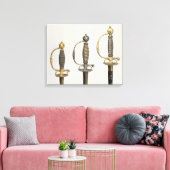 Hilts of three French swords: one of steel Canvas Afdruk (Insitu (Woonkamer))