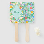 Him Elegant Boho Bloemen Bruids Bruiloft Douche Sp Handwaaier (Voorkant en achterkant)