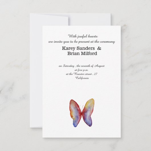 Him en haar bruiloft uitnodiging Butterfly (Achterkant)