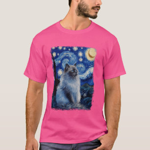 Himalaya Cat Sterrennacht schilderij T-shirt
