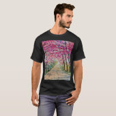 Himalaya Cherry Roadside Waterverf Landschap T-shirt (Voorkant volledig)