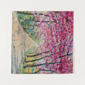 Himalaya Cherry Roadside Waterverf Landschap Wandkleed (Voorkant (horizontaal))