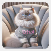 Himalaya Diva Cat Vierkante Sticker (Voorkant)