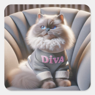 Himalaya Diva Cat Vierkante Sticker