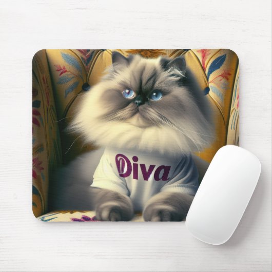 Himalaya Diva Kat Op Een Stoel Muismat (Met muis)