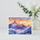 Himalaya gebergte zonsopgang waterverf schilderij briefkaart (Staand voorkant)