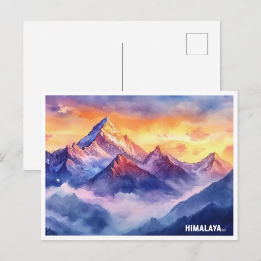 Himalaya gebergte zonsopgang waterverf schilderij briefkaart (Voorkant / Achterkant)
