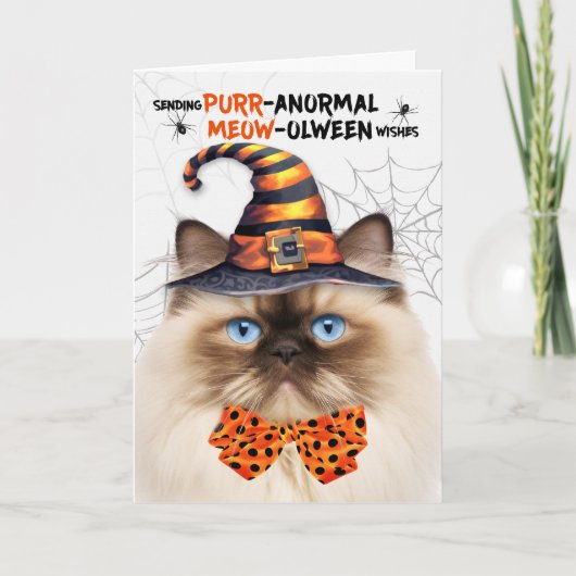 Himalaya Halloween Kat PURRanormale MEOWolween Feestdagen Kaart (Voorkant)