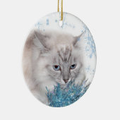 Himalaya kat Kerstmis Keramisch Ornament (Rechts)
