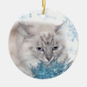 Himalaya kat Kerstmis Keramisch Ornament (Voorkant)