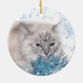 Himalaya kat Kerstmis Keramisch Ornament (Achterkant)